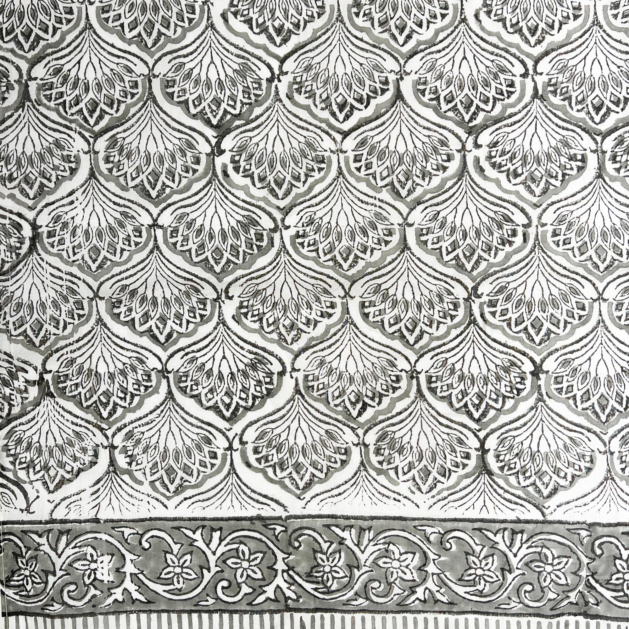 Handcrafted Cotton Sarong - Grey Scallop Print