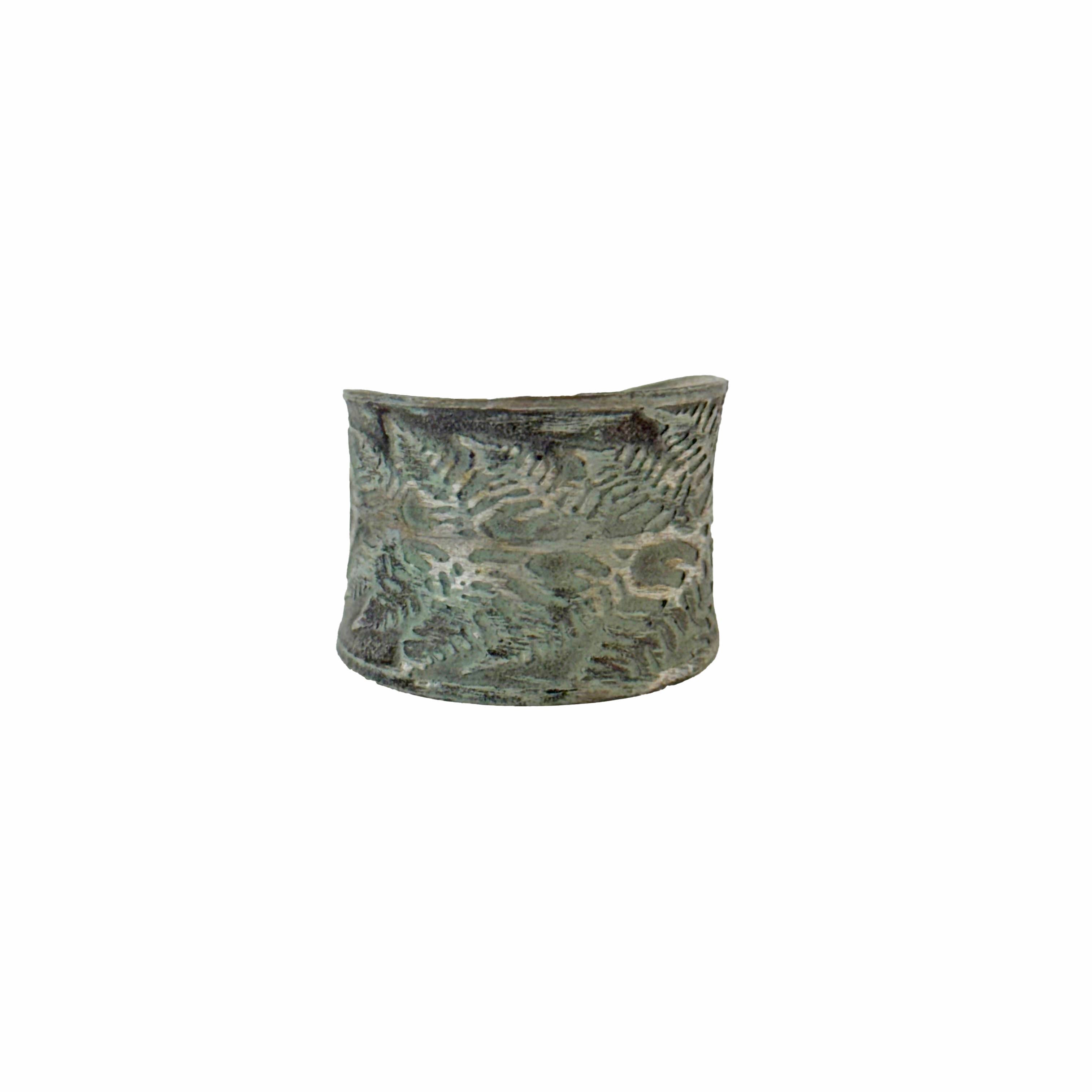 Handcrafted Silver Patina Silver Fern Ring