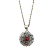 Tanvi Collection Necklace - Silver Circle with Garnet
