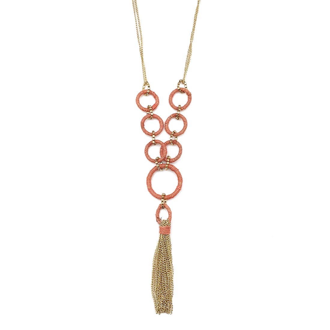 Sachi Terracotta Collection Necklace - Big Rings, Tassel