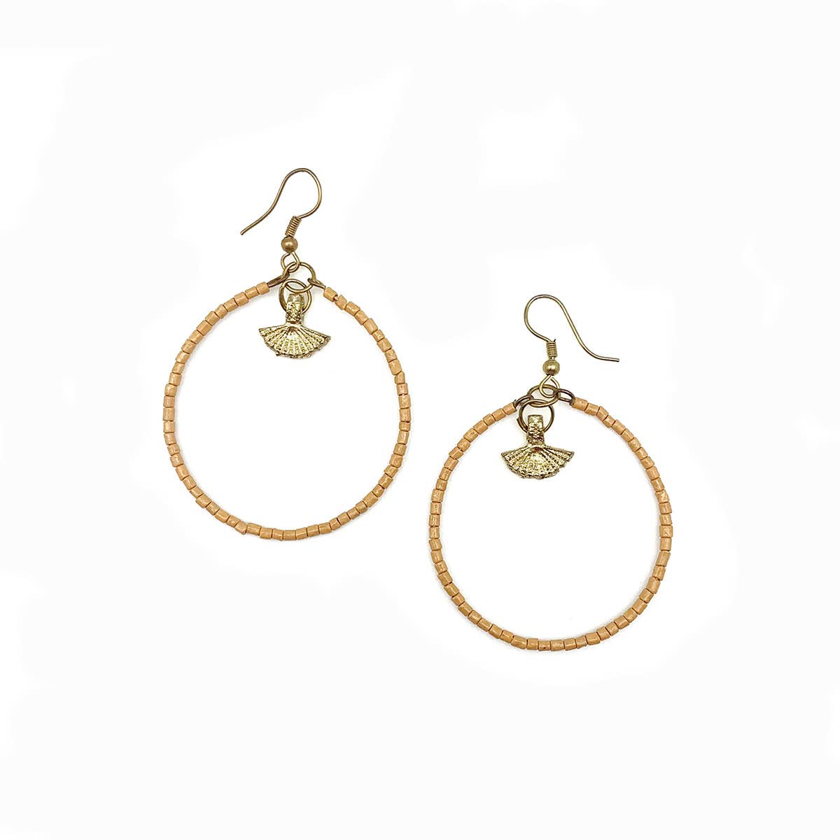 Sachi Island Waterfalls Earrings - Tan Solid Hoop