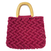 Terra Bag - Cotton macrame bag with wood handles - Rust