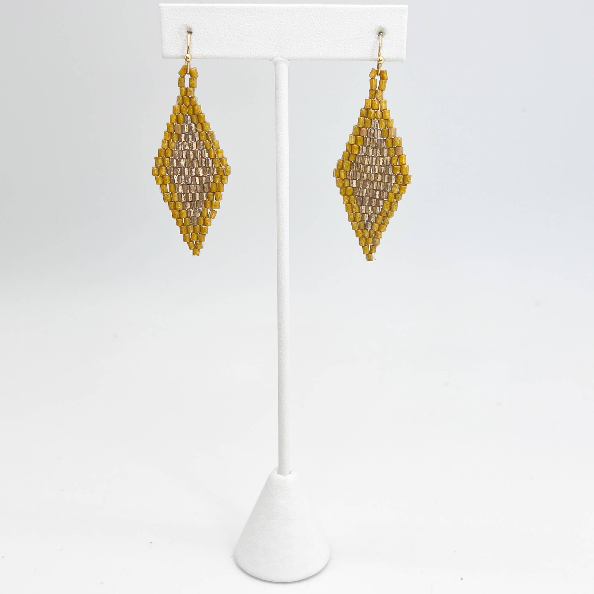 Seed Bead Diamond Shaped Earrings - Multiple Color Styles