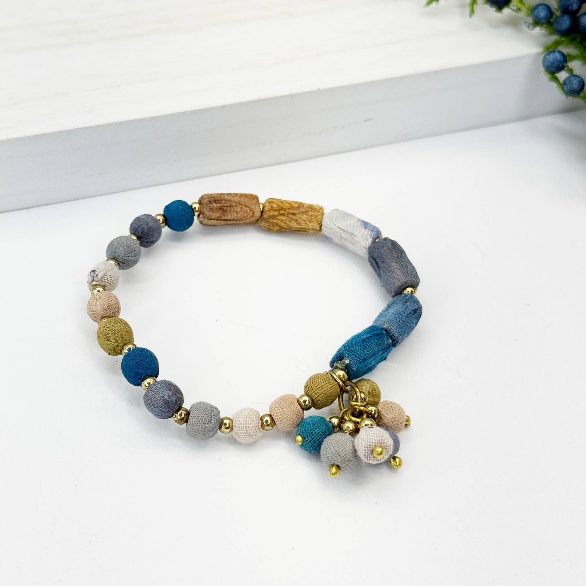 Aasha Monochrome Kantha Handcrafted Rectangle Bracelet