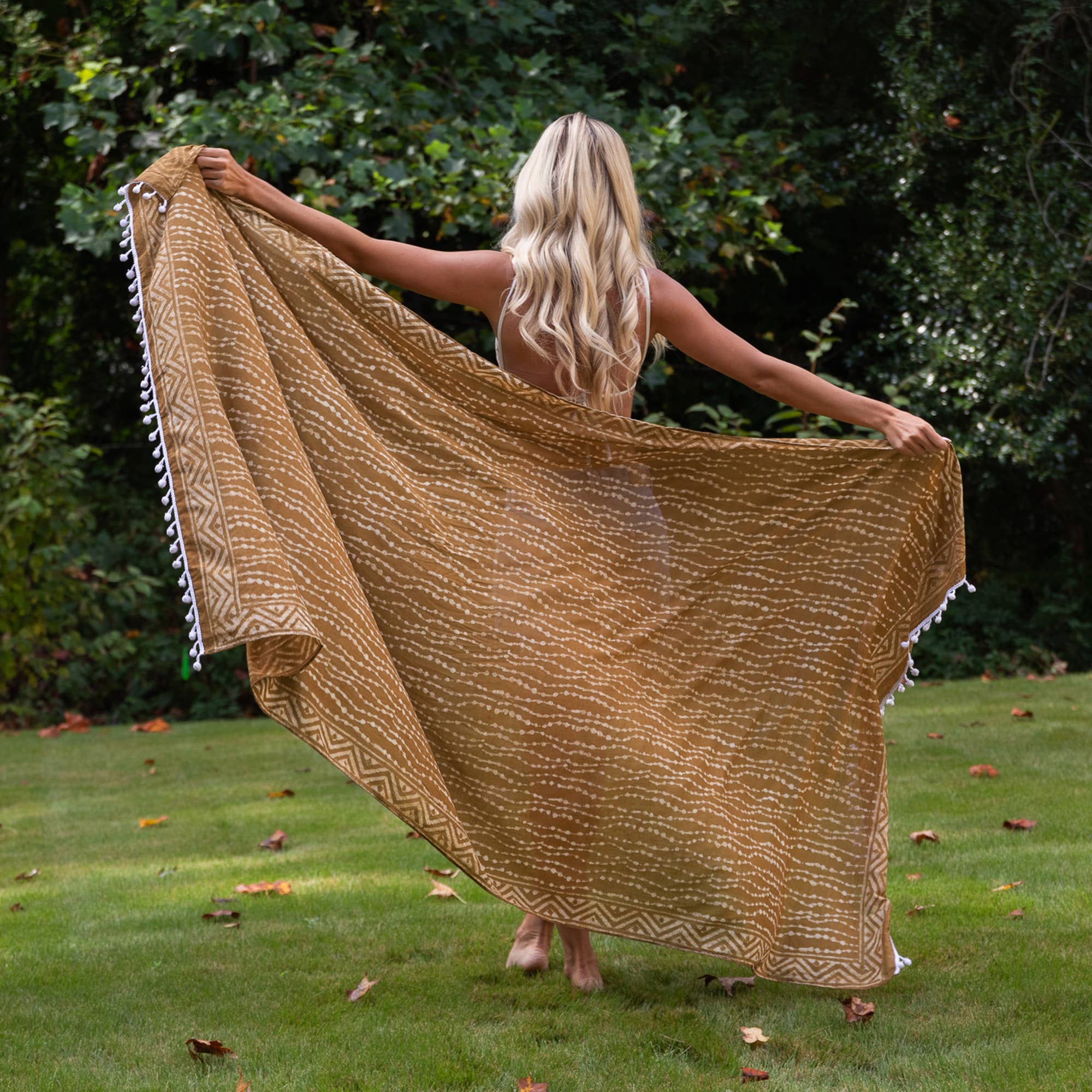 Handcrafted Cotton Sarong - Olive Rain