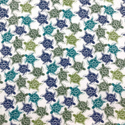 Block Printed Cotton Scarf - Blue and Green Allover Turtles