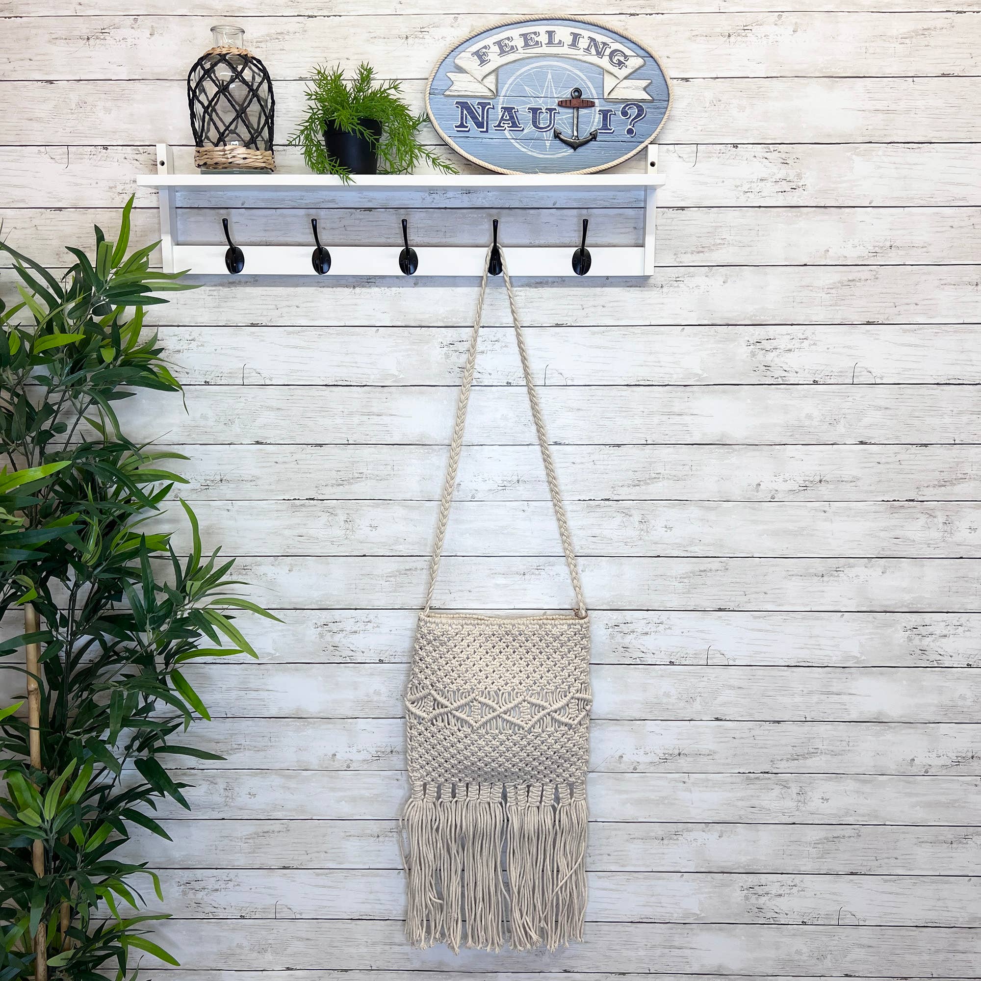 Josie Bag - Macrame Sling Bag with Fringes - Off White