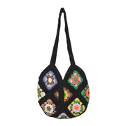 Laya Cotton Crochet Shoulder Bags- Black