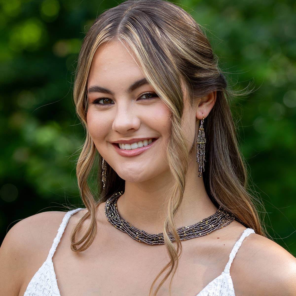 Seed Bead Multi-Strand Bib Necklace - Multiple Color Styles
