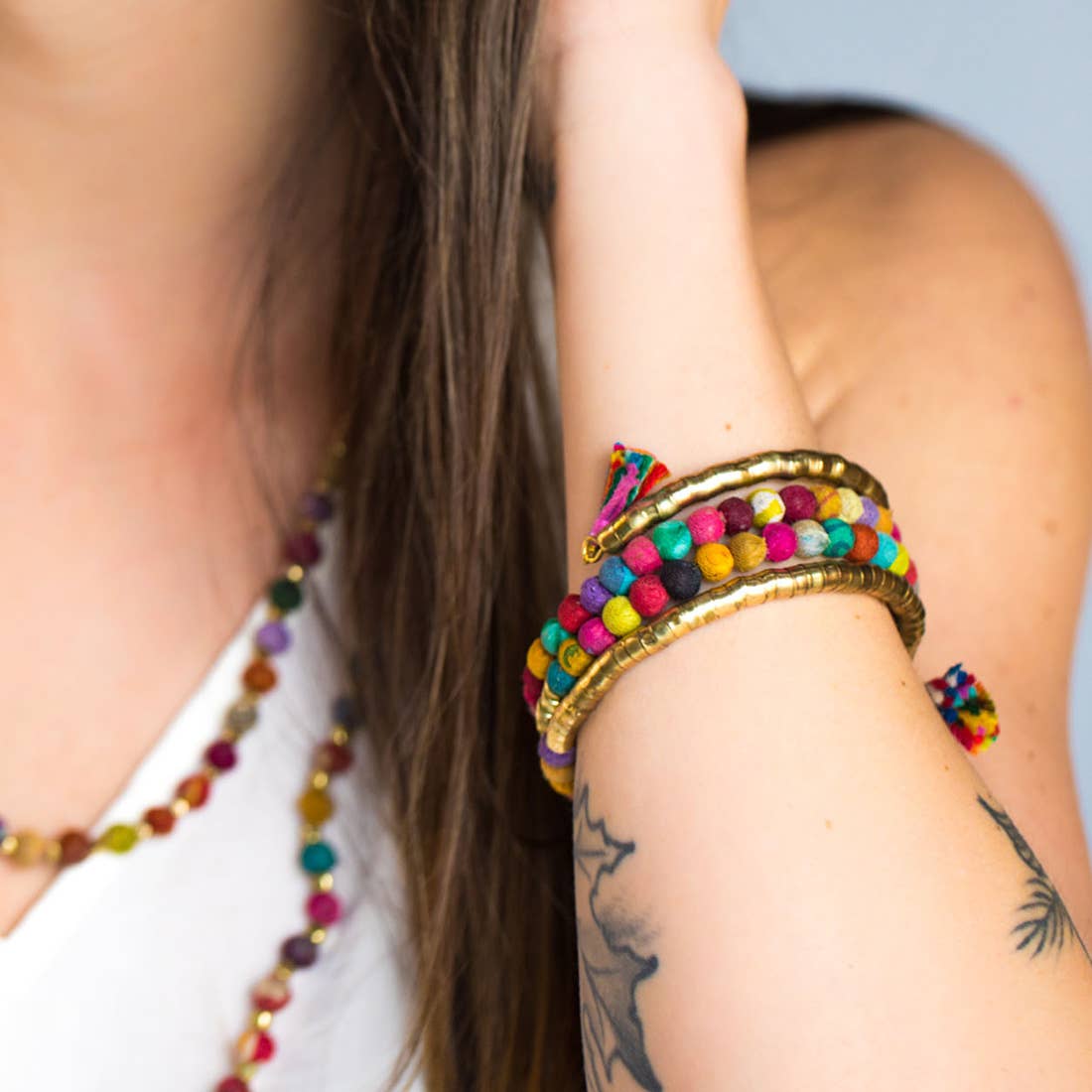 Aasha Kantha Coil with Tassel Ends Handcrafted Bracelet
