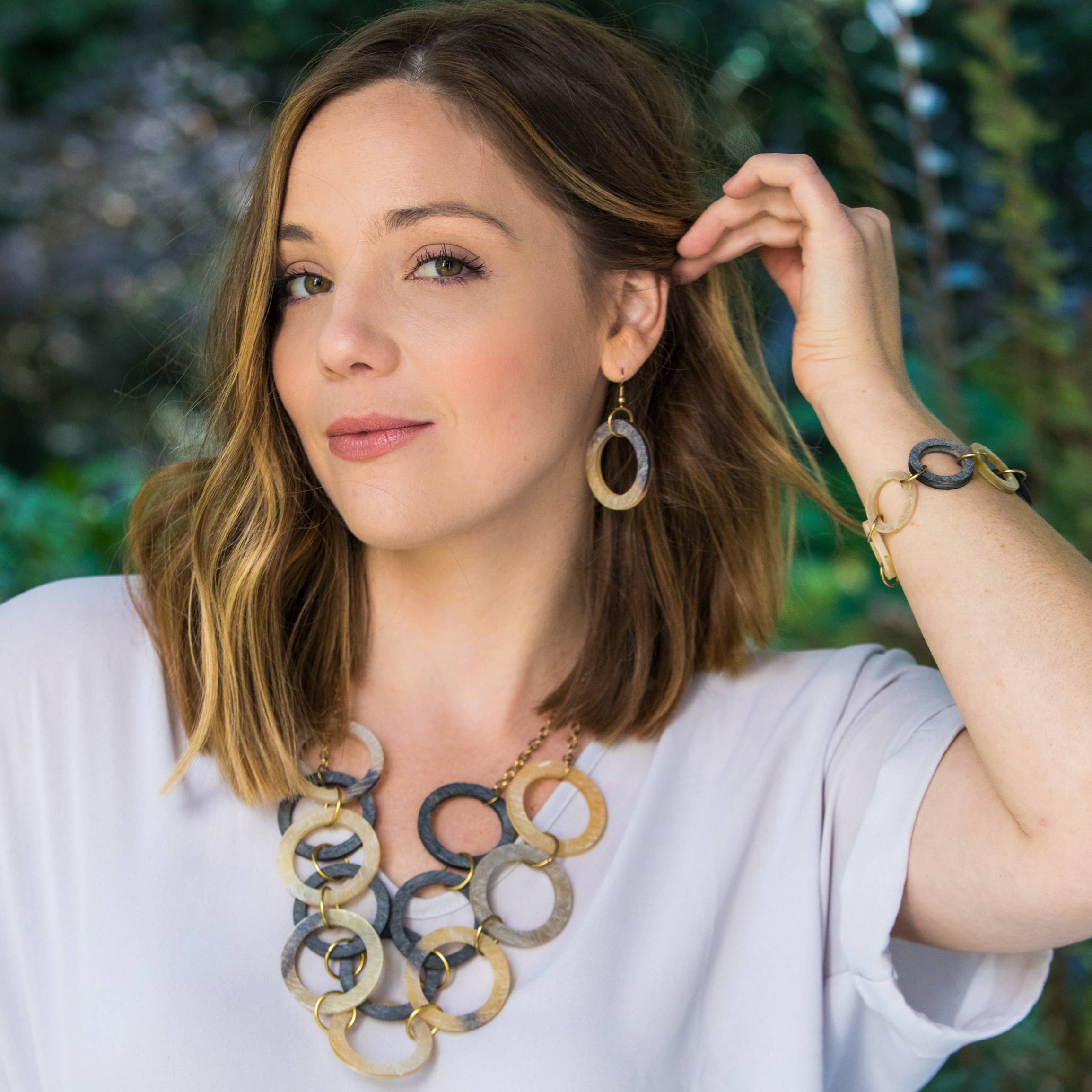 Omala Autumn Neutrals Collection Necklace - Large Rings