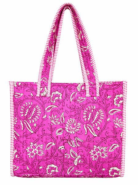 Paisley Pink Block-Printed Quilted Mini Tote