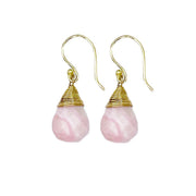 Gold-Plated Pink Opal Teardrop Earrings