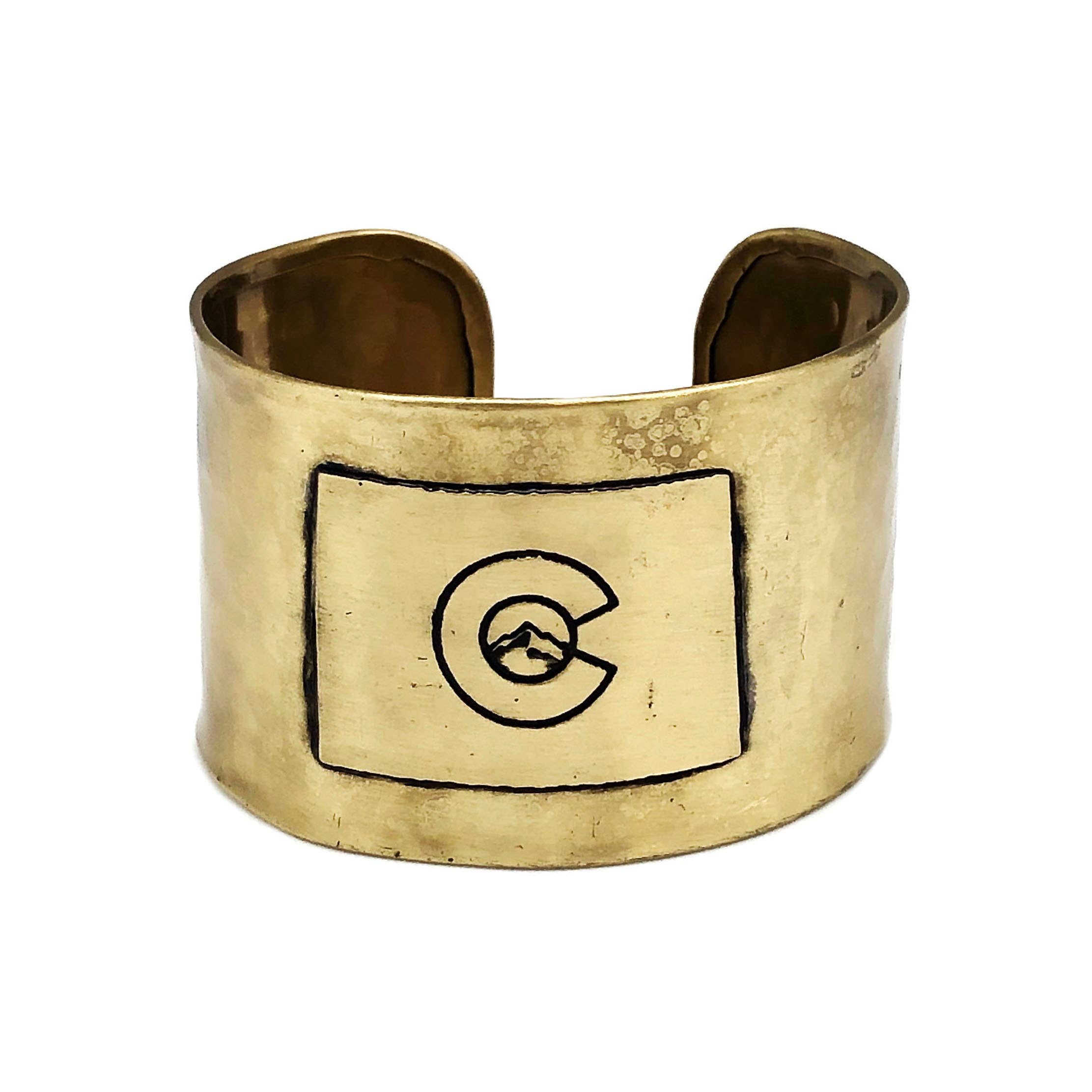 Antique Brass Adjustable Cuff Bracelet - Colorado Flag