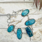 Handcrafted  Semiprecious Stone Link Bracelet - Apatite
