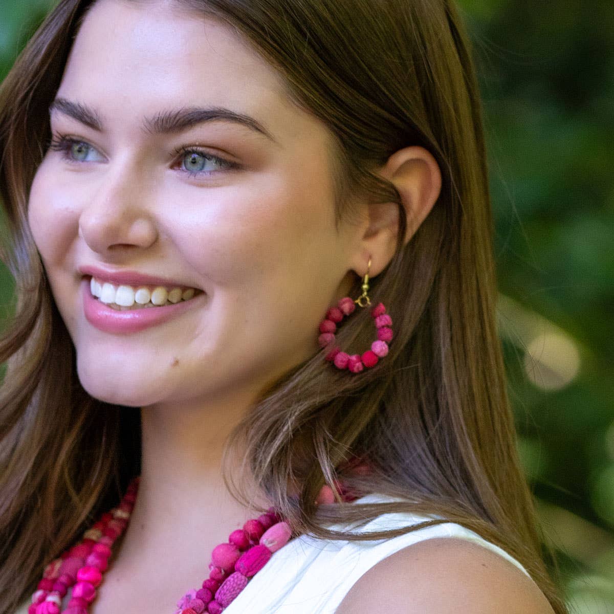 Aasha Blush Small Hoop Kantha Handcrafted Earrings