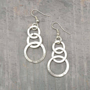Silver Plated Earrings - Stacked Rings