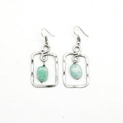 Handcrafted Amazonite Rectangle Frame Earrings
