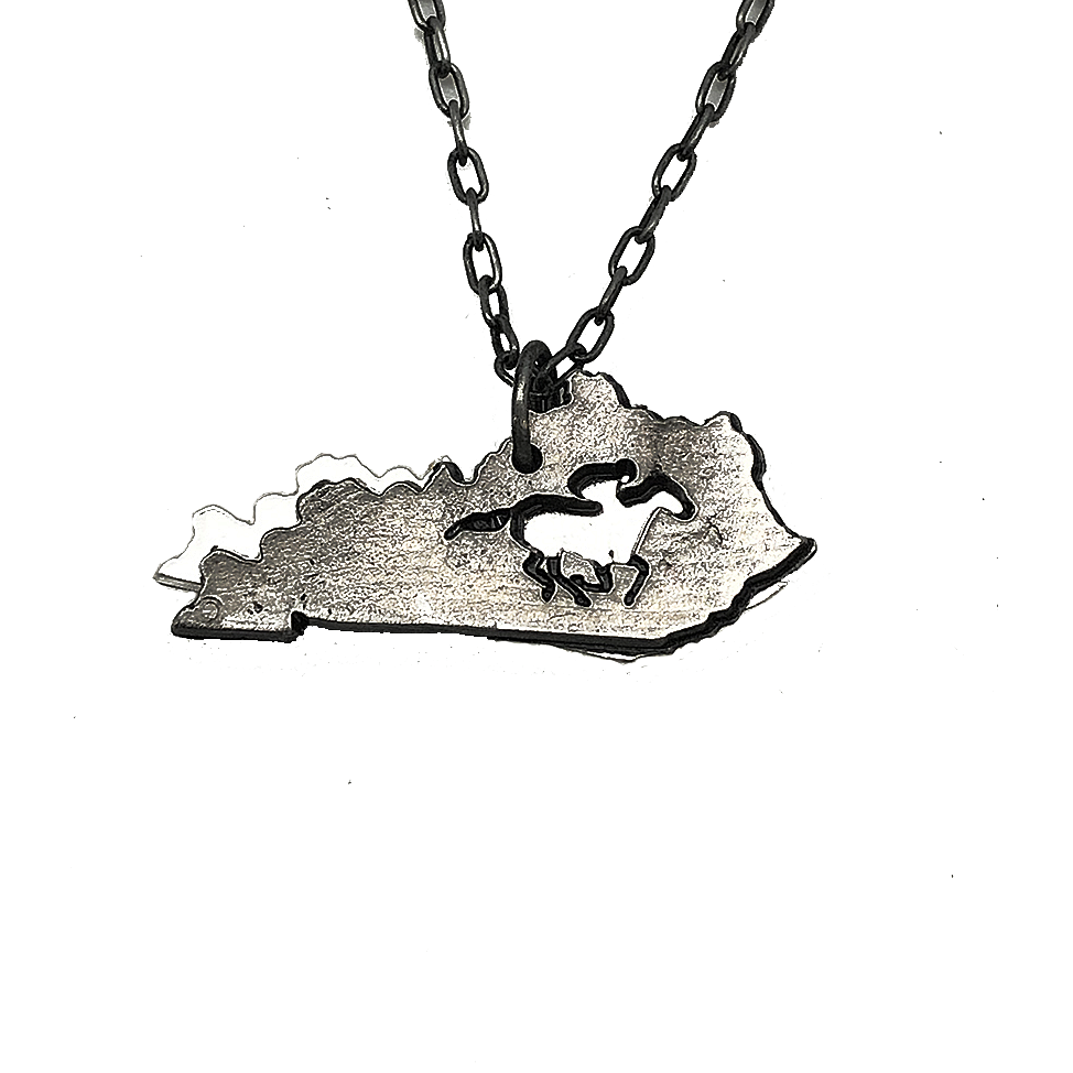Home State Jewelry - Pewter Necklace - Kentucky with Jockey