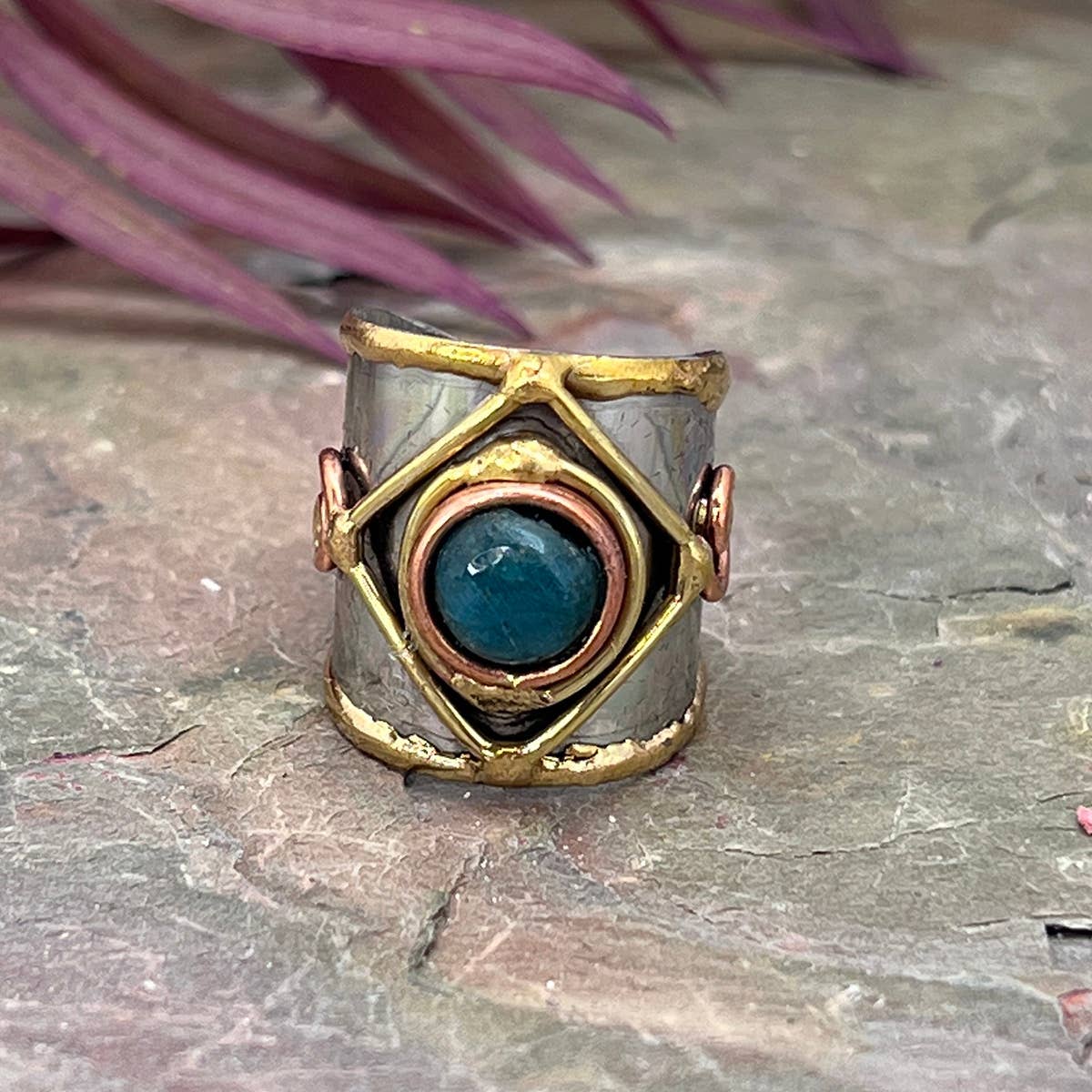 Mixed Metal Cuff Ring with Single Stone - Multiple Styles