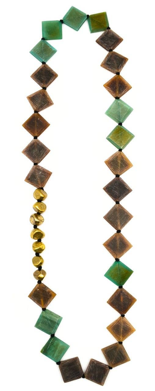Omala Verdant Collection Necklace - Squares and Metal
