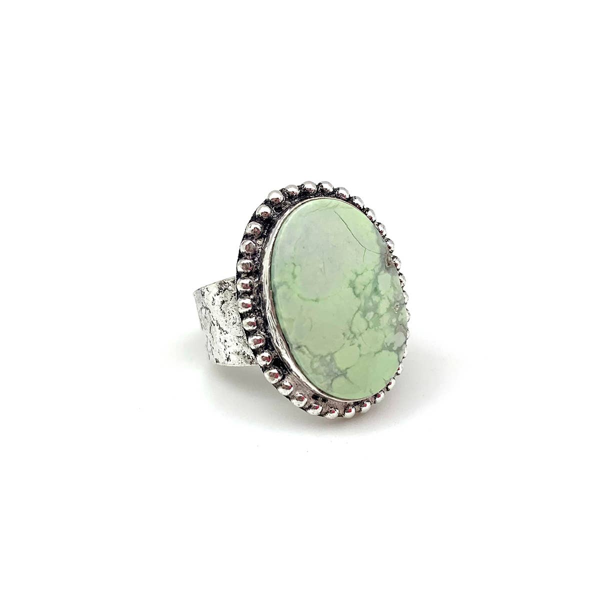 Handcrafted Kashi Semiprecious Stone Ring -Lemon Chrysoprase