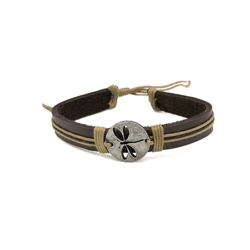 Pull Tie Leather Bracelet - Dragonfly