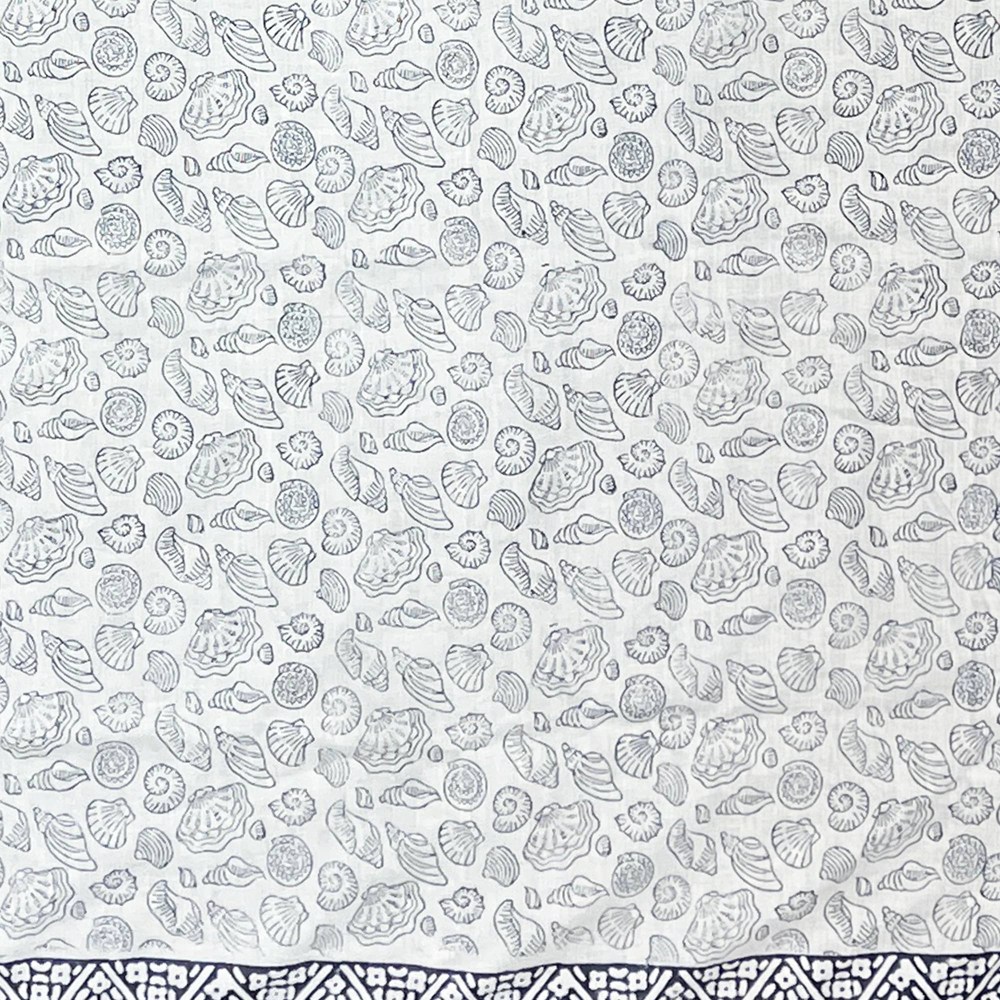 Handcrafted Cotton Sarong - Blue Seashells