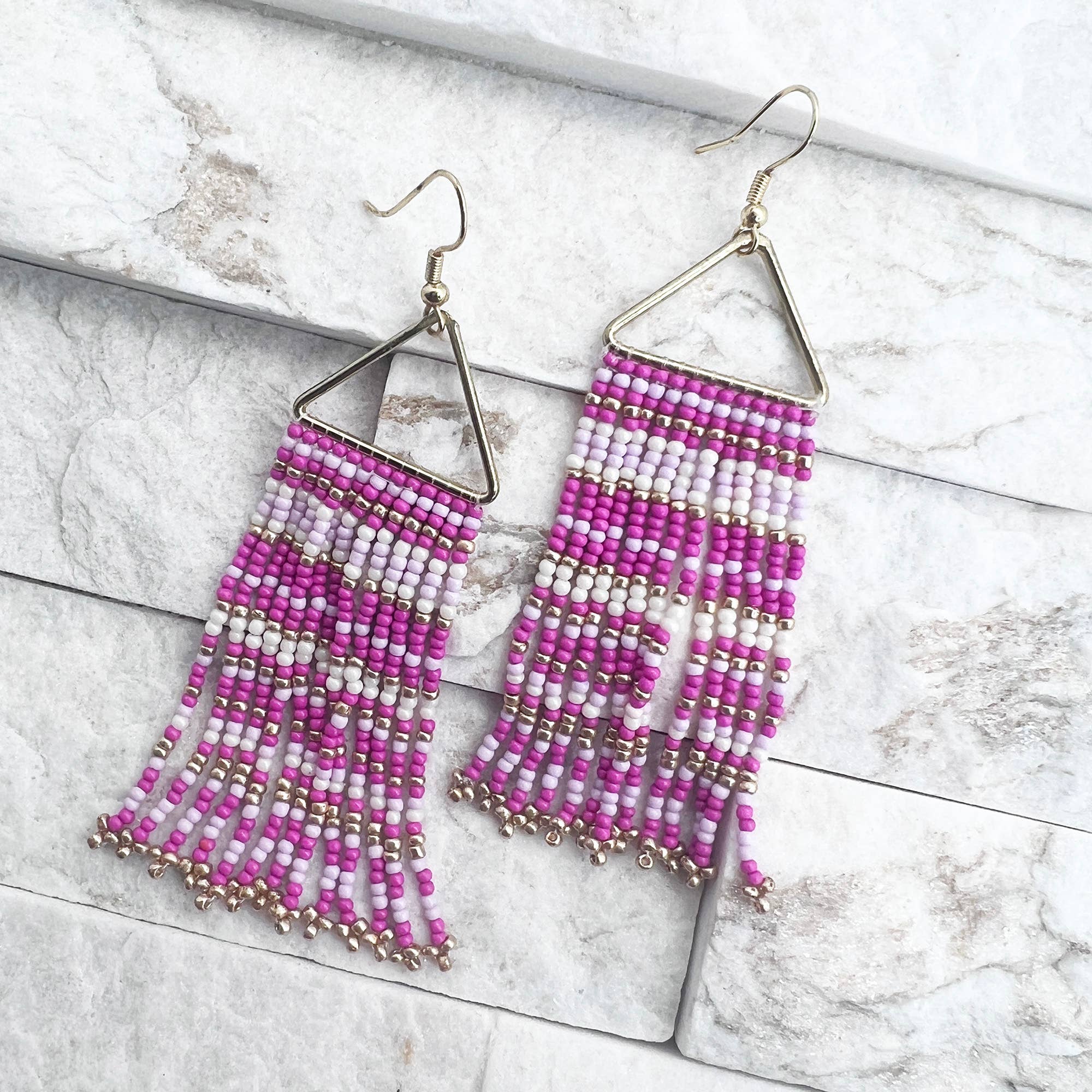 Seed Bead Color Waterfall Earrings - Multiple Color Styles