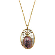 Mixed Metal and Rhodonite Pendant with Chain