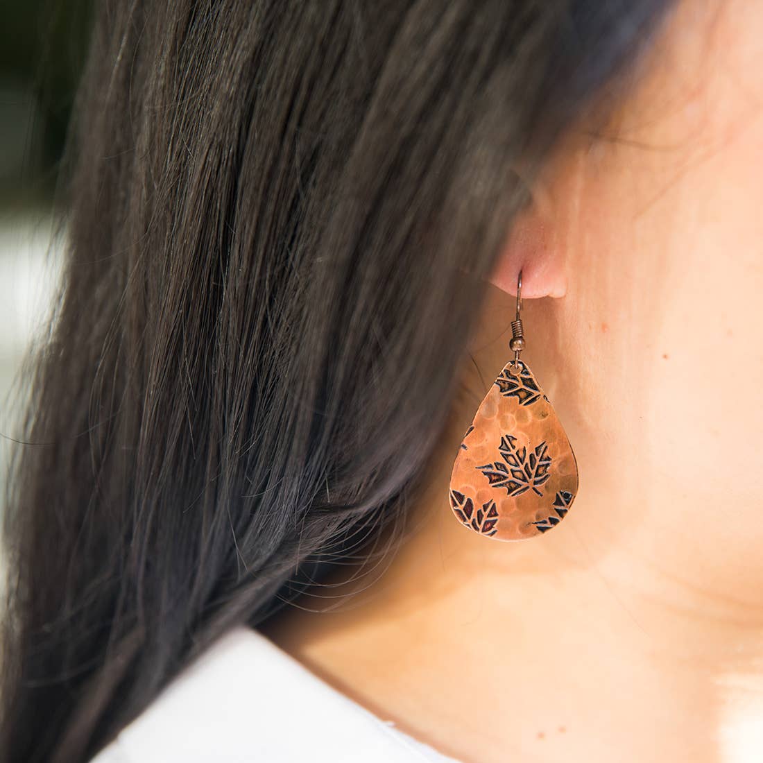 Maple Leaves Copper Engraved Earrings