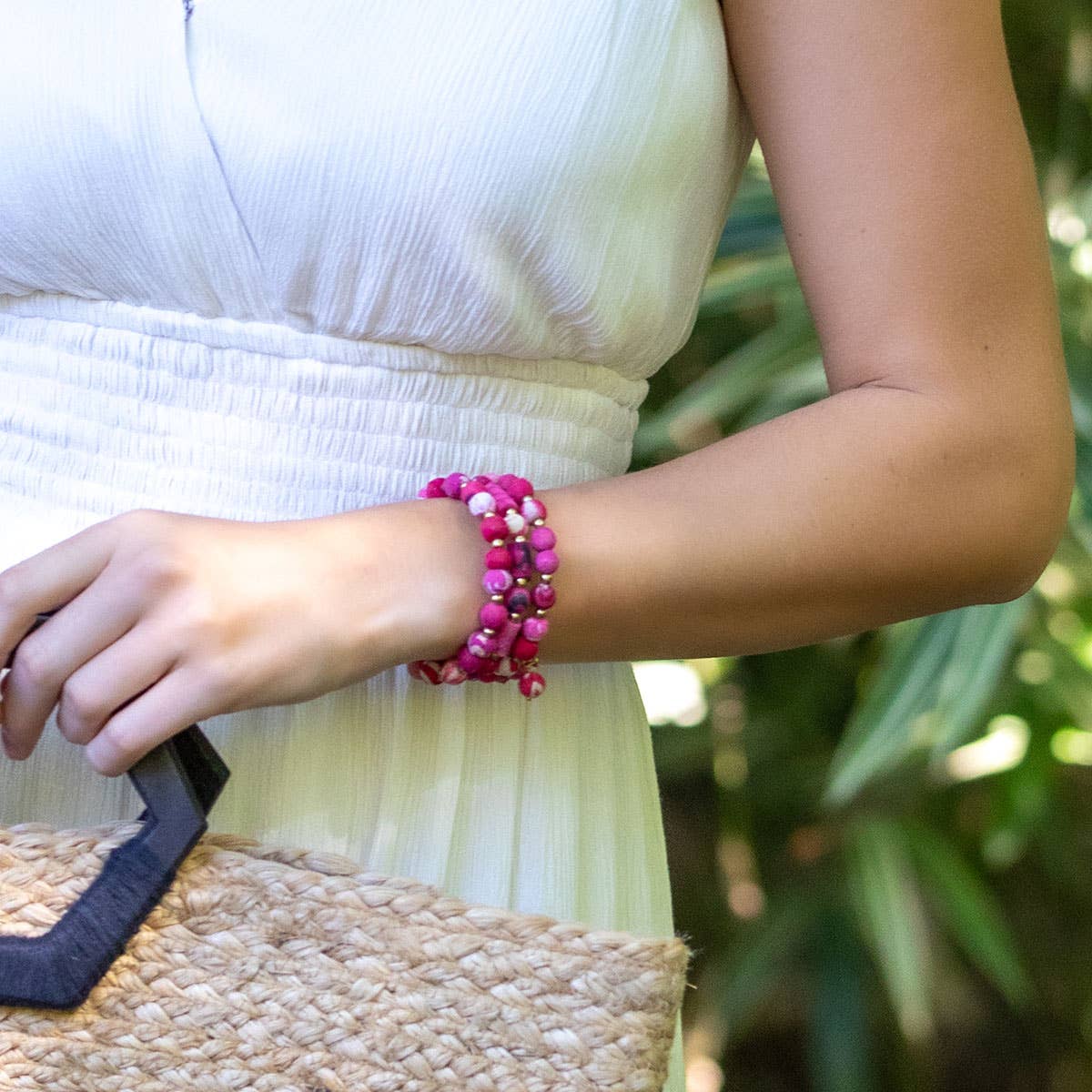 Aasha Blush Coil Kantha Beaded & Handcrafted Bracelet