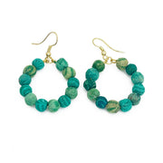 Aasha Seagrass Small Beaded Hoop Kantha handcrafted Earrings