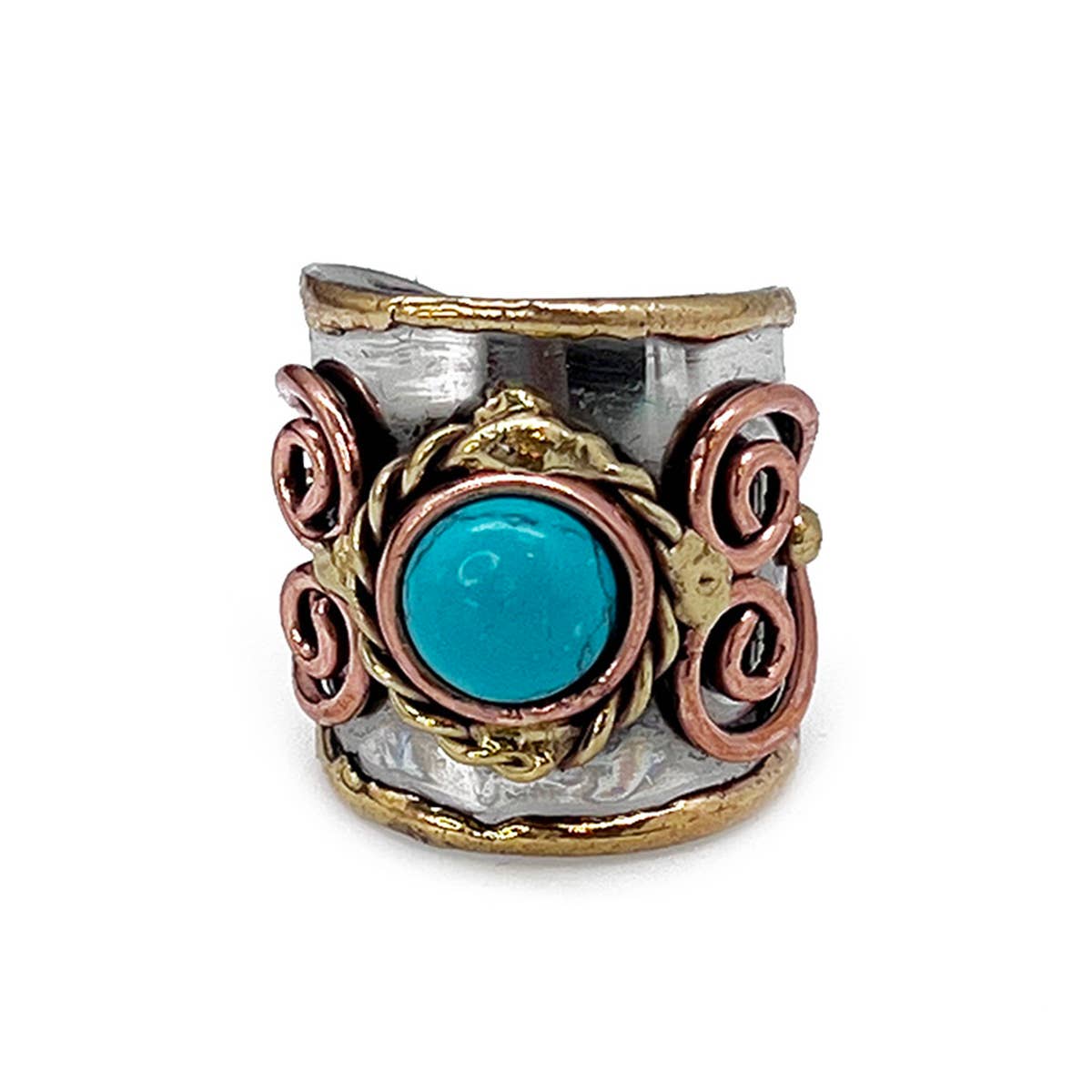 12 Pack- Mixed Metal Cuff Rings with Single Stone in a box