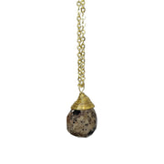 Gold-Plated Dalmatian Jasper Teardrop Necklace