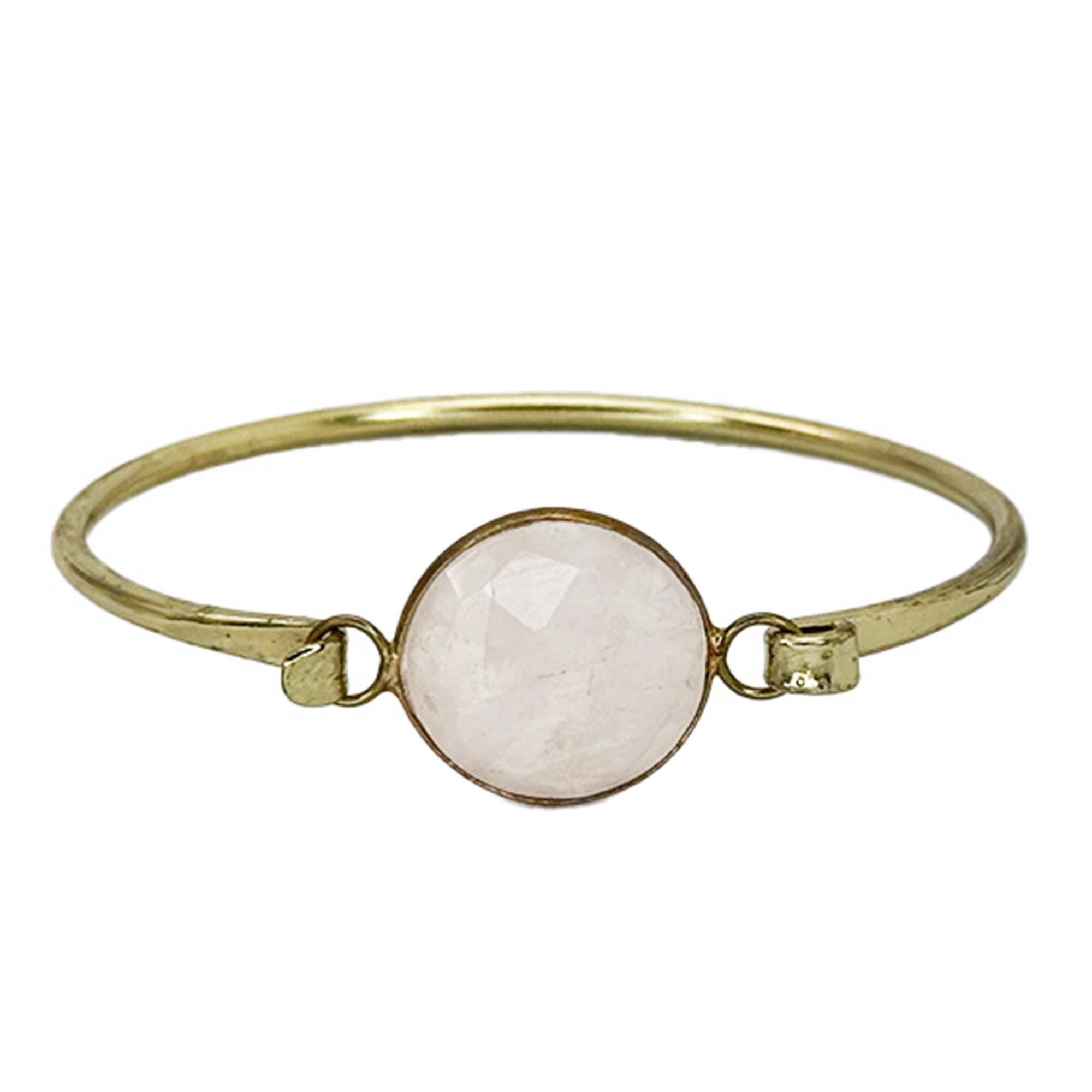 Gold Plated Bracelet with Semi-Precious Stone - Rose Quartz