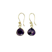 Gold Plated Earrings with Semi-Precious Stone - Amethyst