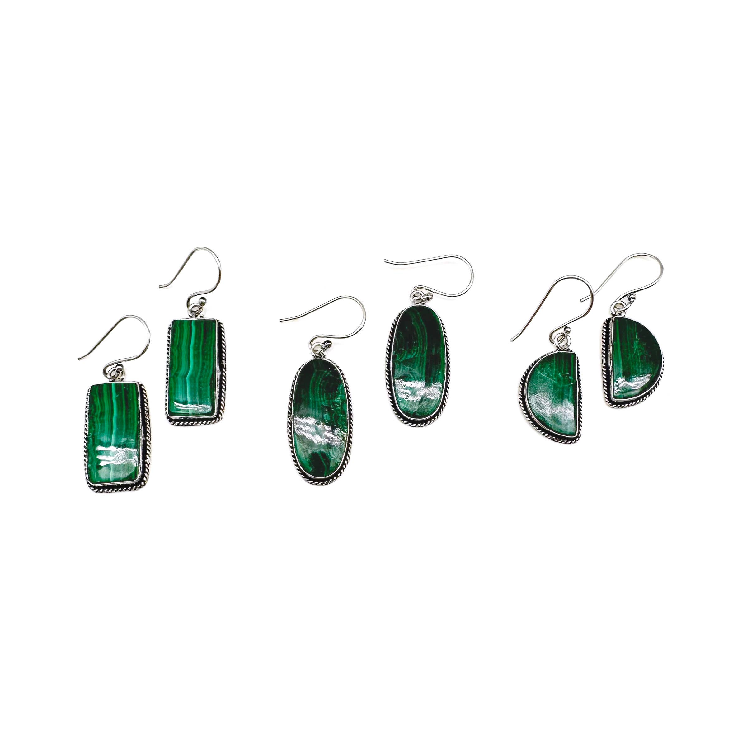 Handcrafted Semiprecious Stone Earrings - Malachite