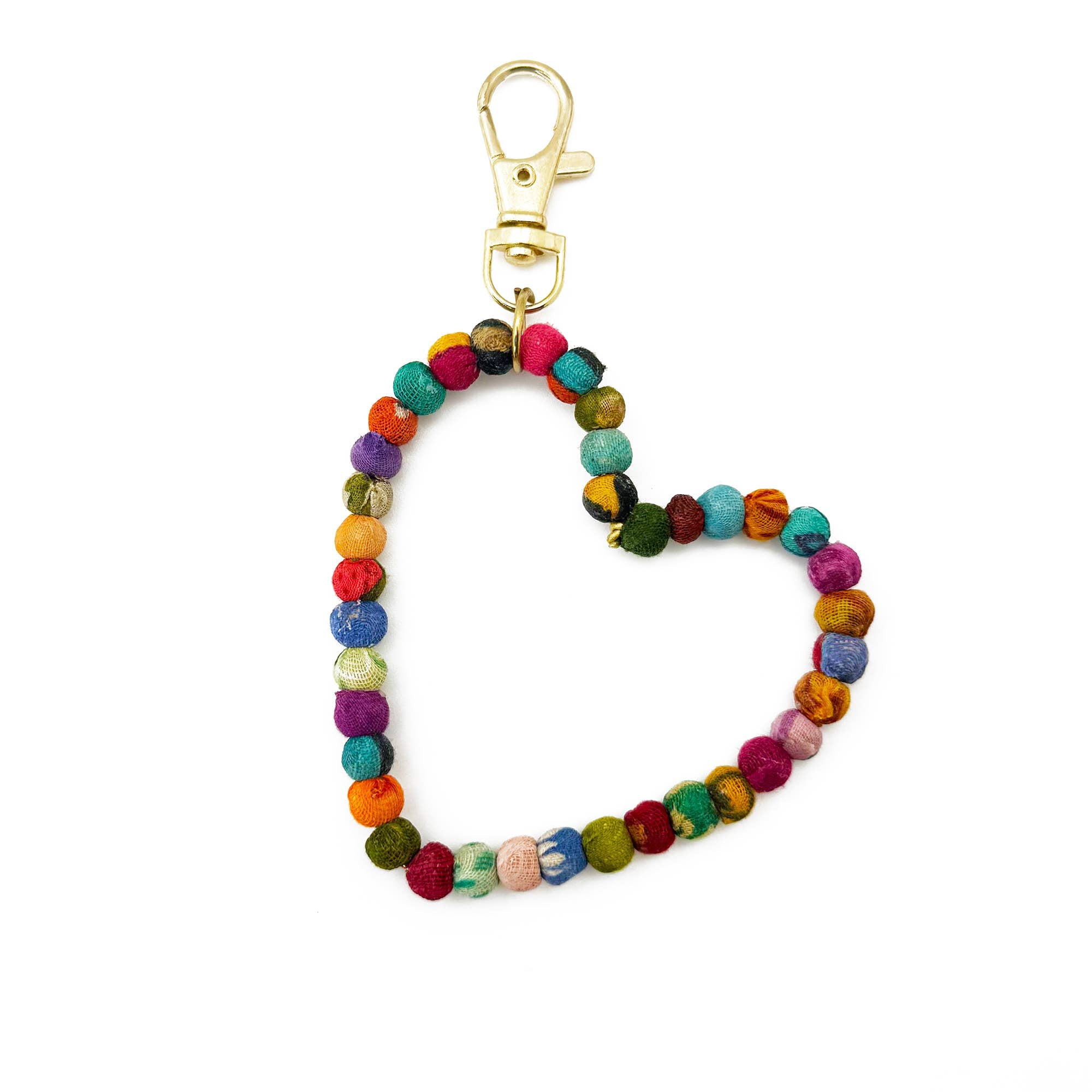 Aasha Bag Charm - Beaded Heart Cutout