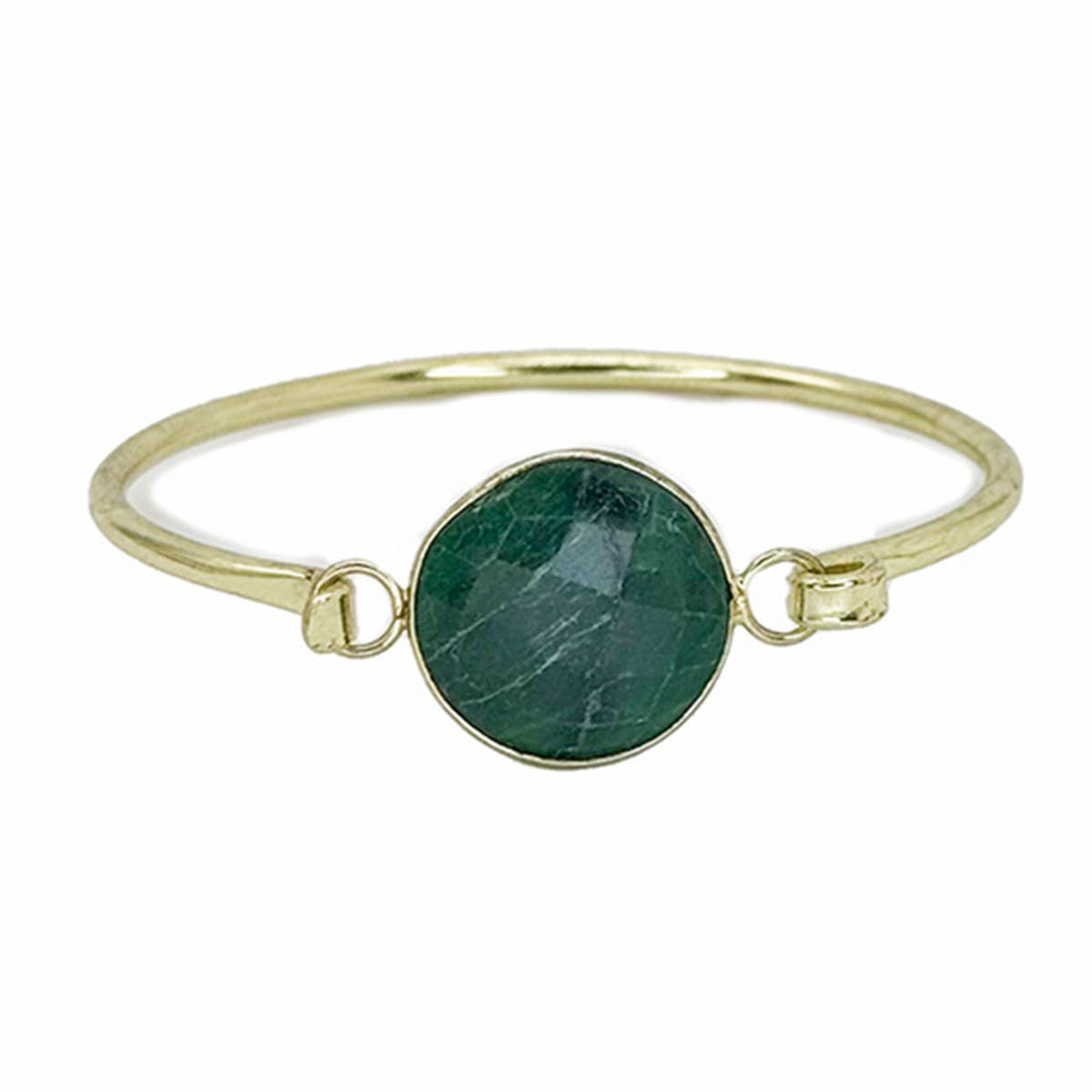 Gold Plated Bracelet with Semi-Precious Stone - Mica Green