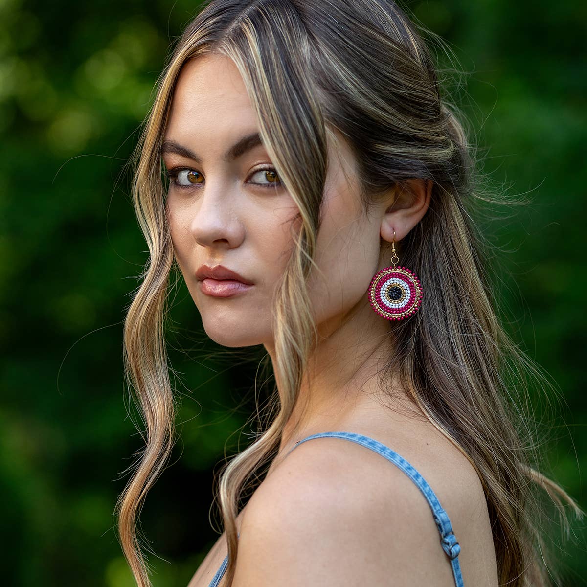 Seed Bead Color Circle Earrings - Multiple Color Styles