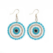Seed Bead Color Circle Earrings - Baby Blue