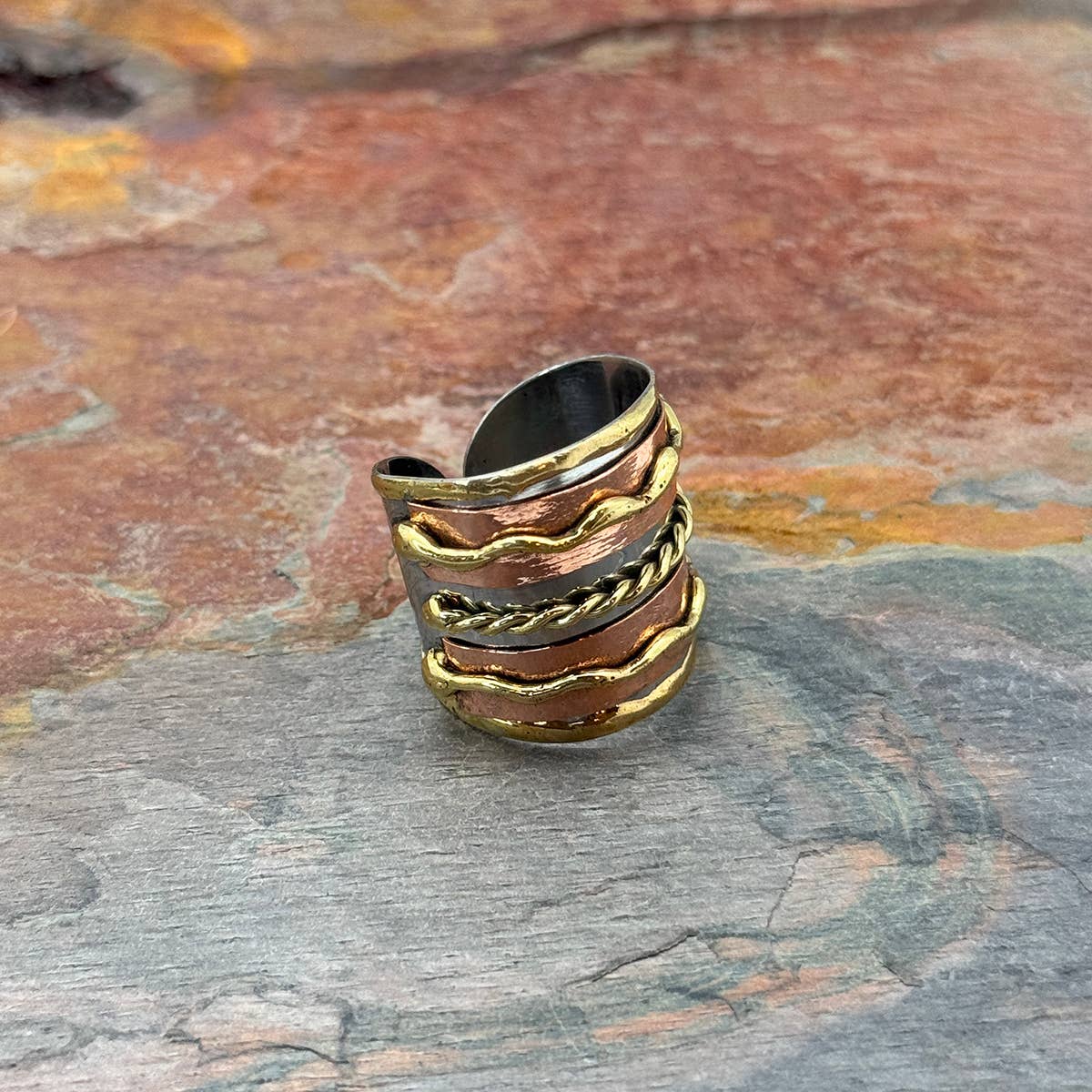Janya Mixed Metal Ring - Wavy