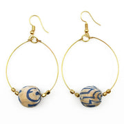 Aasha Kantha Single Large Bead Open Hoop Earrings