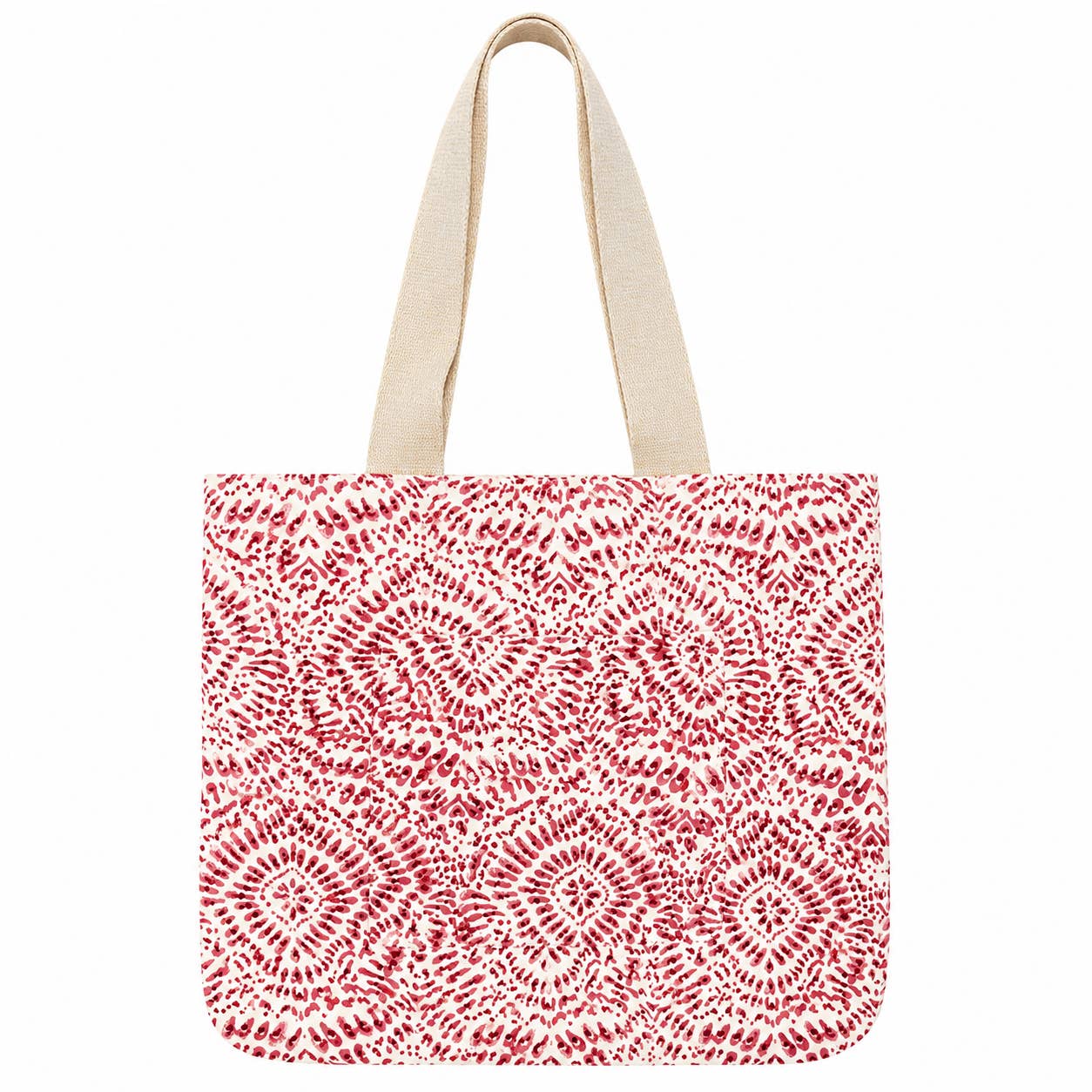 Handcrafted Block-Printed Canvas Pocket Tote Pink Paradise