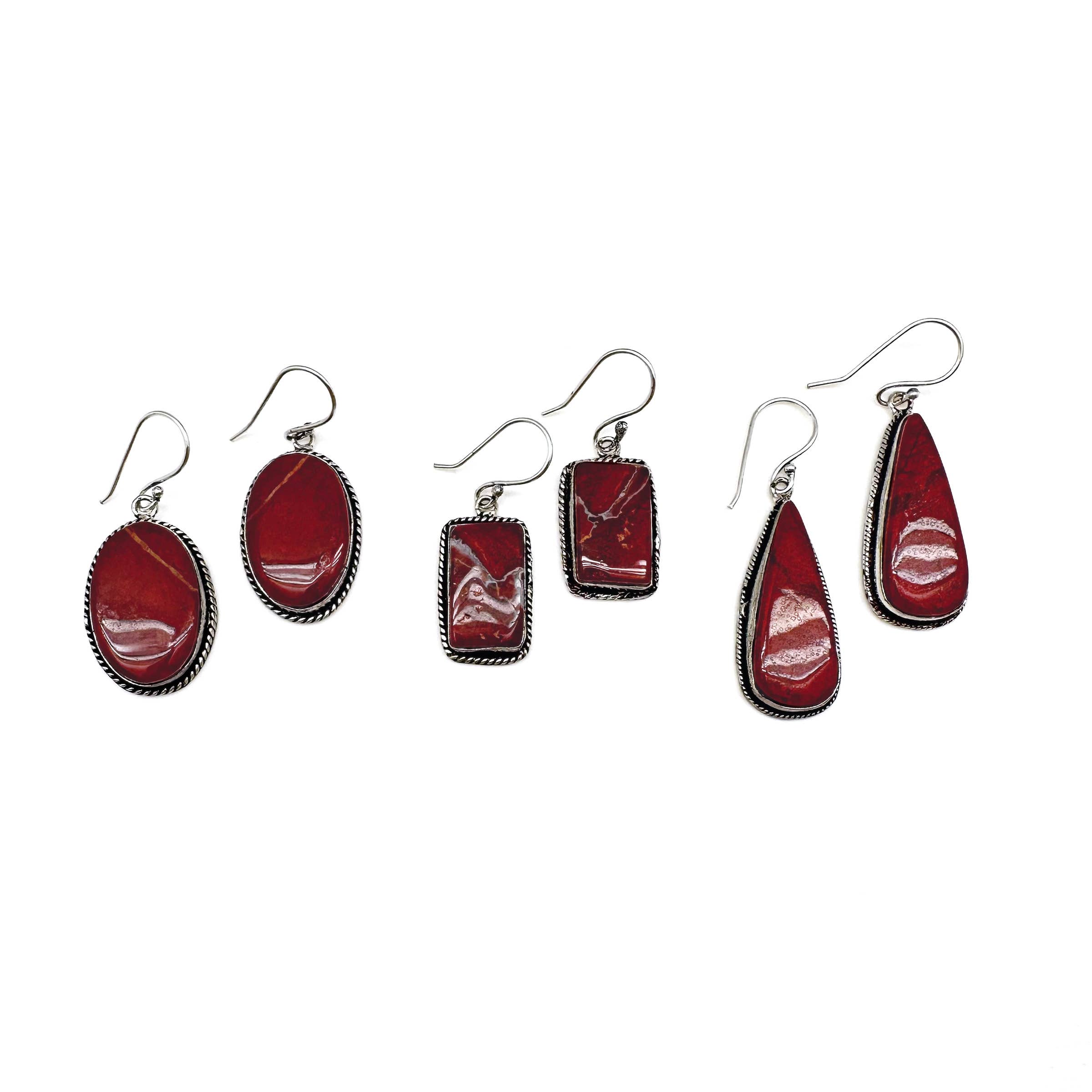Handcrafted Kashi Semiprecious Stone Earrings - Red Jasper