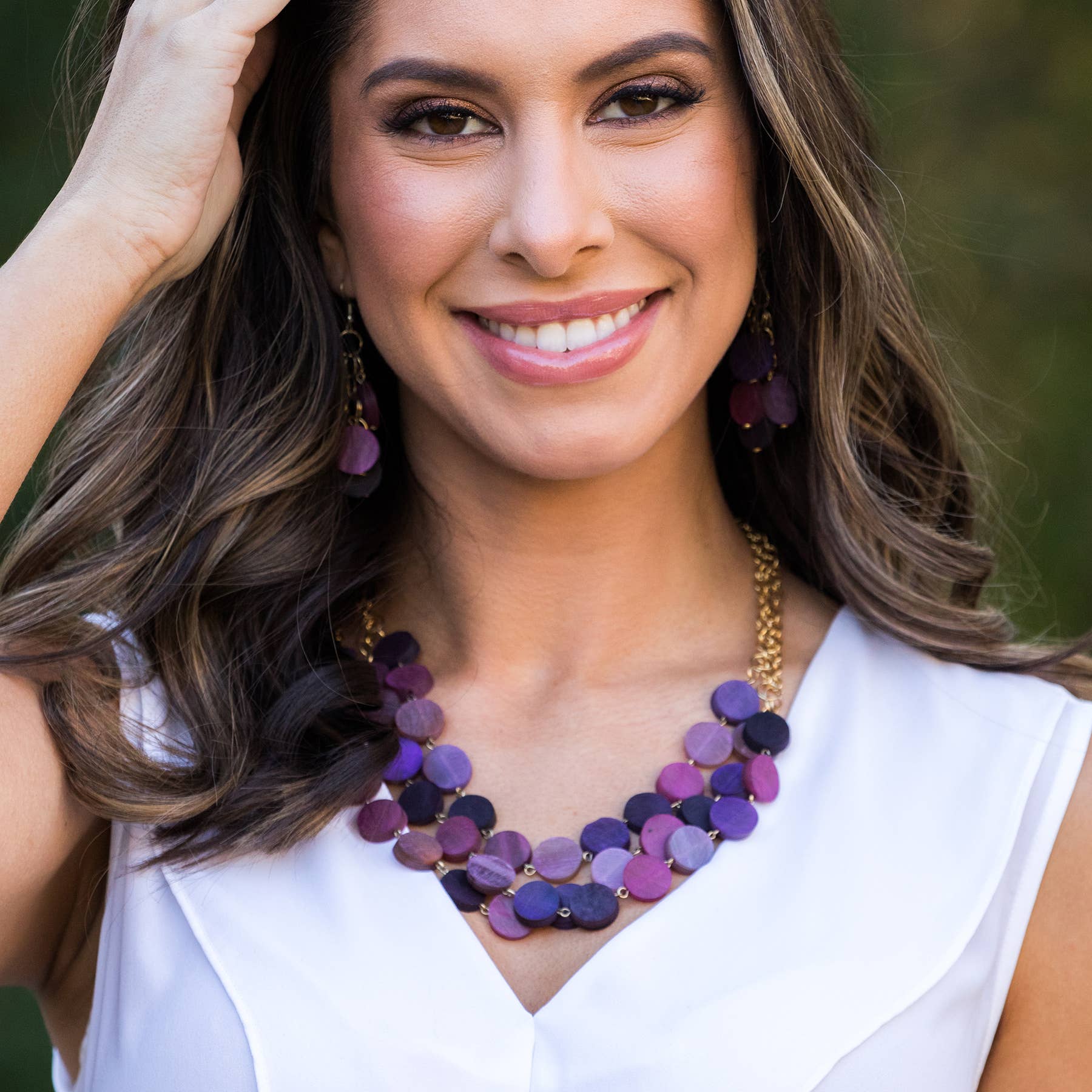Omala Primrose and Plum Collection Necklace - Circular Rows