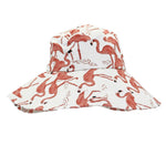 Block-Printed Canvas Flamingo Sun Hat