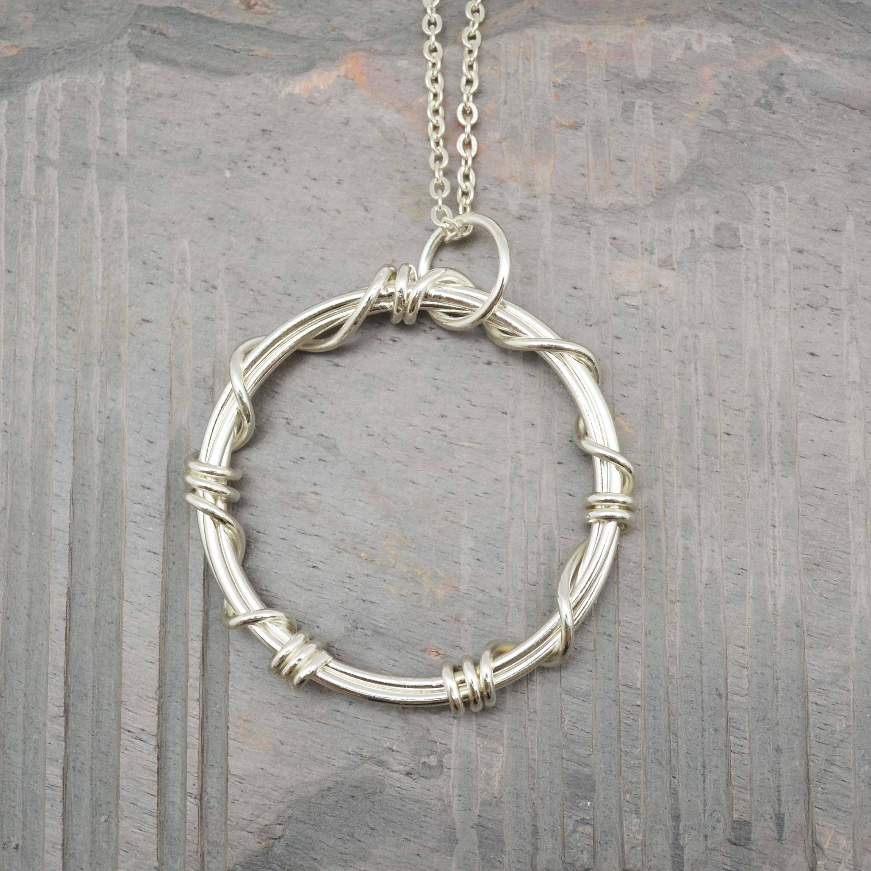 Silver Plated Pendant Necklace - Serenity Ring