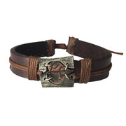 Pull Tie Leather Bracelet - Encased Leaf